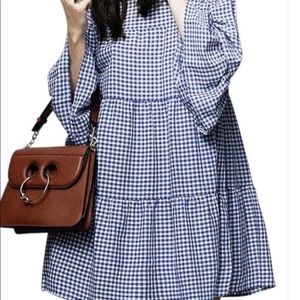 Zara blue and white gingham dress.